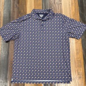 Straight Down Navy Performance Polo with Beer Mug